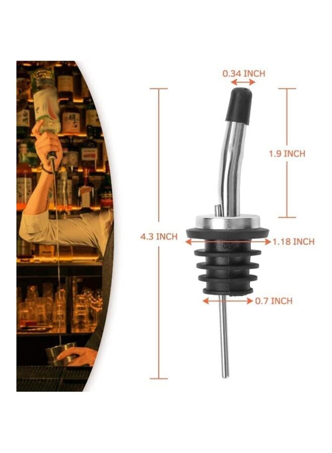 LAMAY Stainless Steel Classic Bottle Pourers Tapered Spout - Liquor Pourers with Rubber Dust Caps 48 pcs Black - Image 2
